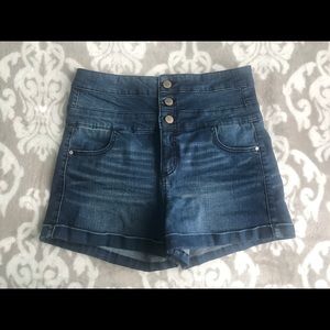 Super High Waisted Dark Wash Shorts